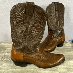 Vintage Olathe brown leather western cowboy boots men’s sz 10D